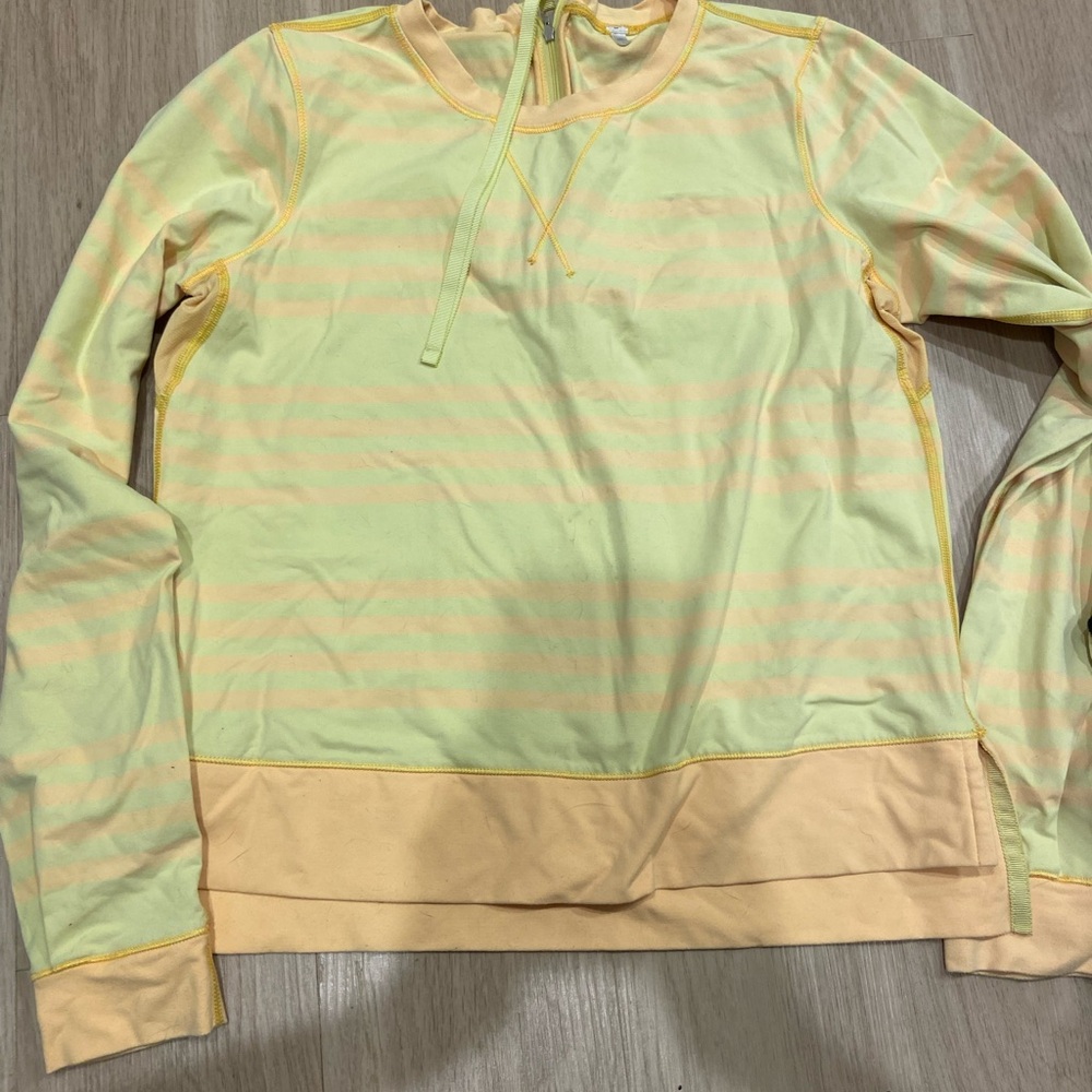 Light Yellow Striped Pullover Sweatshirt